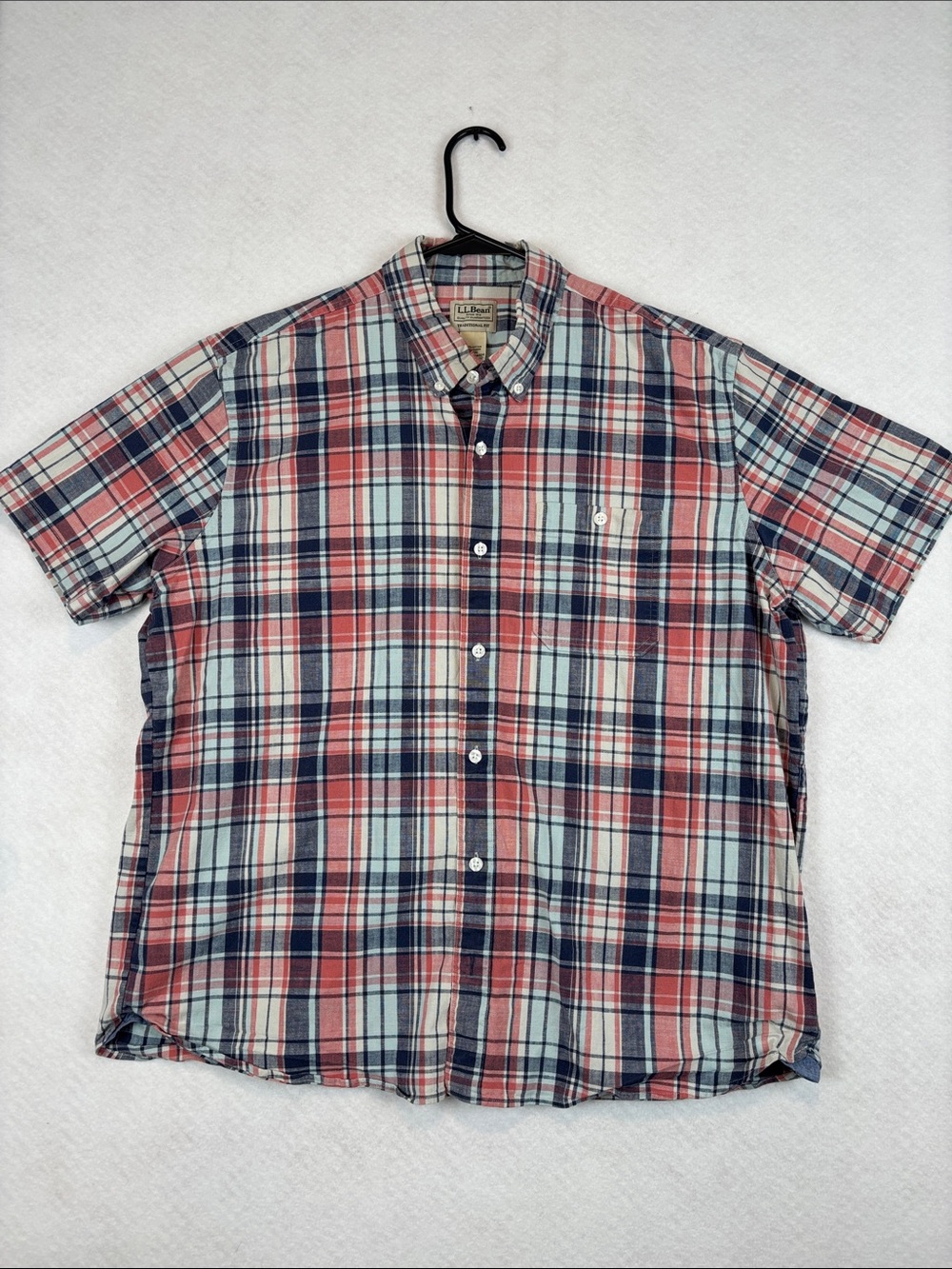 L.L.Bean Traditional Fit Plaid Button Front Shirt Men’s Large Regular Preppy